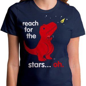 Goodie Two Sleeves T-rex Reach for Stars S tshirt
